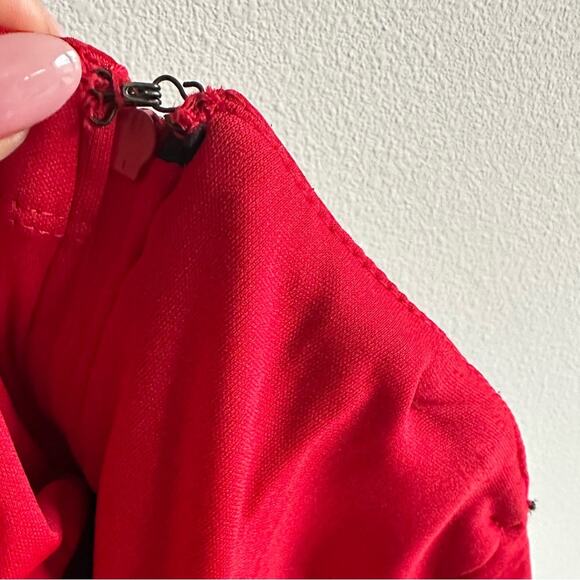 Y2K City Triangles Red Strapless Ruffle Mini Dress Sweetheart Neckline Size 11 - Picture 6 of 8